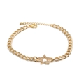 Golden adjustable bracelet with zircon-encrusted star charm and flat link chain style - Star