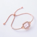 Elegant rose gold square women's watch with crystal-encrusted bezel and adjustable band - Rose Gold-Square Rhinestone White Dial