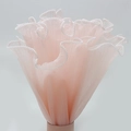 Pink pleated chiffon ruffle fabric with elegant white pearl edging for flower bouquet wrapping - Pearl Wave Mesh (28cm*4 Yards) / Pink