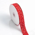 Nastro di Natale intrecciato rosso a pois bianchi su bobina per regali e fai da te - 1.5cm di Larghezza * 9m di Lunghezza / Rosso