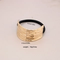 Golden alloy bow-shaped hair cuff with high-elastic black rubber band for women - #16-Wavy Arc