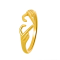 Anello dorato regolabile con due mani che formano un cuore per un look romantico - Imitazione Oro (Mani Cuore)