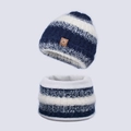 Set berretto in maglia a righe blu e bianche e sciarpa foderata in pile per bambini - Blu
