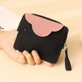 Mini leather elephant coin purse in black with pink accents and golden zipper detail - Style 8041 / Black