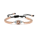 Bracciale occhio portafortuna in oro rosa con zirconi colorati e cordino nero regolabile - CB0060CX / Oro rosa