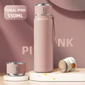 550ml coral pink 316 stainless steel smart vacuum flask for women and students - 550ml / Plain Style / Coral Pink