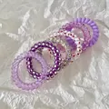 Set elastici per capelli a spirale in tonalità viola e rosa con stelle e pois - 2# Viola Taro Set da 6