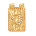 Rectangular gold pendant with textured surface and pavé moon and star charms - Rectangle Star Moon (AAF9012)