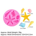 Stampo in silicone rosa con stelle marine e conchiglie per decorazione di torte - Stile 3 Rosa 15-56