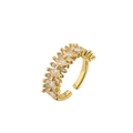 Adjustable golden ring with sparkling white marquise-cut zircons in a geometric design - Gold White Marquise Row (CE00691CX)