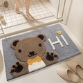 Badvorleger mit Cartoon-Bär in Dunkelgrau, Plüschmaterial, rutschfeste Unterseite - 45*65cm / Hallo Bär