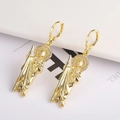 Religious saint lever-back earrings in gold-plated copper with micro-inlaid zirconia gems - Stud Earrings-4
