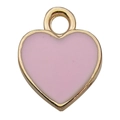 Ciondolo a cuore in smalto rosa con cornice in metallo dorato per accessori gioielli DIY - 1 Pezzo Forma a Cuore 10x12mm