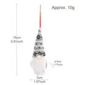 Christmas gnome ornament in grey knitted hat with black patterns and a white plush beard - Knitted Gnome Mini Pendant D