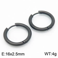 Minimalist black matte 18K plated stainless steel hoop earrings in 16x2.5mm size - 16*2.5mm Black Ke113202-zz / A Pair Of [inner Diameters]