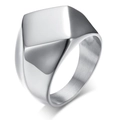 Anello geometrico d'argento minimalista con fascia larga e finitura lucida a specchio - US 10 / Colore Acciaio (04303)