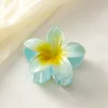 Frangipani hair claw clip with blue and yellow gradient in translucent resin finish - Sky Blue [8cm Large]