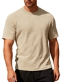 Slim fit khaki men's T-shirt featuring geometric jacquard texture and crew neck - Khaki