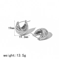 Pendientes de aro trenzados de acero inoxidable plateado con diseño de 19 mm de ancho - Plata (TE6748-S)