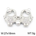 Pendentif en acier inoxydable argenté avec deux filles et strass brillants pour bijoux - Style 3 Couleur Acier (KLJ8039-Z)
