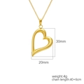 18K gold plated stainless steel necklace with heart pendant, 30mm x 20mm size details - Hollow Heart Necklace (Gold)