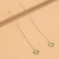 Elegant gold-plated long tassel earrings with sparkling zircon fish pendants - Gold Small Goldfish Ear Line