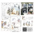 Adesivi per finestre 3D Babbo Natale e renne per decorazioni di feste natalizie - HT94077 Set di 4 Fogli