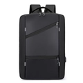 Minimalist black business laptop backpack with USB port and reflective safety strips - 1328 Style-Black