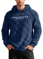Dunkelblauer Fleece-Hoodie mit Los Angeles-Stickerei und quadratischem Muster für Herren - S / Marineblau