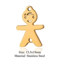 Goldener Edelstahl Anhänger Junge Figur für DIY Schmuckherstellung 13,5x19mm - Abstrakte Figur Anhänger (Pendant Only) (JA428-2-1)