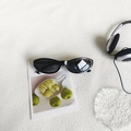 Vintage oval black sunglasses with dark grey lenses in a 90s retro fashion aesthetic - Black and Gray