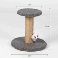Small grey cat scratching post with sisal rope and hanging plush mouse toy, 20cm height - Round Small 20cm Height / Gray