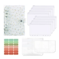 Raccoglitore A6 con margherite e buste trasparenti per pianificazione budget - Set di Margherite (8 Borse con Cerniera + 1 Borsa per Carte + 2 Tasche Doppie + Etichette + Righello) / A6