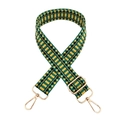 Adjustable woven replacement strap for bags with green yellow geometric pattern - B1 Yellow Green with Gold Buckle