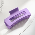 Matte lavender purple rectangular hair claw clip for thick hair in a minimalist style - 10.5cm Purple