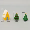 Miniatur-Schneehaus und kleine Weihnachtsbäume im Set, Tischdeko aus Harz für Weihnachten - [Set 1] 3-teilige Schneehaus-Kombi