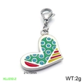 Colorful enamel heart pendant with blue dots and red stripes in 21x15mm stainless steel - Enamel Heart (KLJ232-Z)