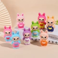 Set of 8 colorful slow-rebound bunny figurines in vibrant macaron shades for stress relief - Small Long-Eared Elf 7.5cm