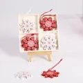 Set of red and white wooden snowflake ornaments with intricate mandala patterns - Snowflake - 12Pcs Box