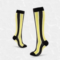 Knee-high compression sports socks with yellow, black and white vertical stripes - S/M / Black Yellow Stripes