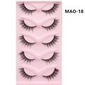 Five pairs of cat-eye false eyelashes in style MAO-18 on a pink tray for a dense look - 3DMAO-18