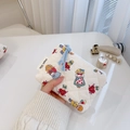 Quilted cotton floral mini pouch with simple wish label and blue tassel zipper handle - Flat Coin Purse