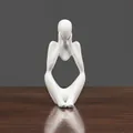 Minimalist white resin thinker statue in Style C with a smooth matte finish texture - White Thinking