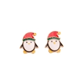 Christmas penguin stud earrings with festive red hats and colorful enamel finish - 29. Penguin Earrings