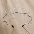 Silver bridal headband featuring handcrafted crystal beads and sparkling rhinestones - Silver