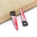 Miniature white saw charms with red splatter detail for creative DIY jewelry making - Acrylic Blood Stain Chainsaw-16978