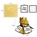 3D purple floral birthday pop-up card set with gold envelope and sparkle box - S662 Birthday Celebration 3D Pop-up Card With Envelope