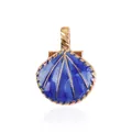Royal blue enamel seashell charm with gold alloy plating for DIY jewelry making - Large Ocean Shell