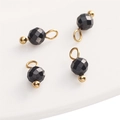 DIY jewelry charm featuring faceted black stone beads with gold metal hanging loops - Black Spinel