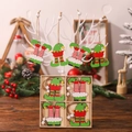 Christmas wooden elf legs hanging ornament in red and green striped festive design - Elf Leg Style / 12PCS